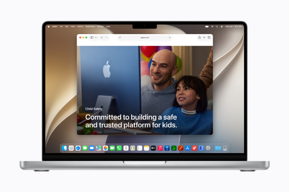 Una MacBook Pro de 14 pulgadas que muestra el nuevo sitio web de seguridad infantil.