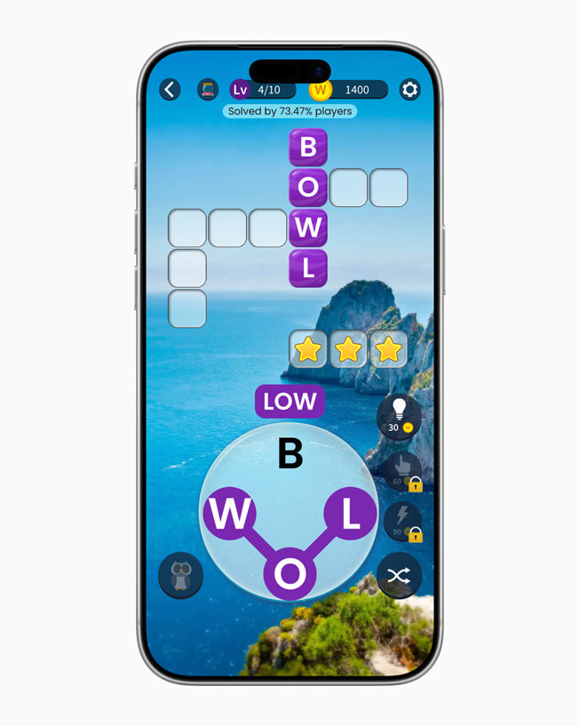 Crossword clues and puzzles in Crossword Jam+ are displayed on iPhone 17 Pro.