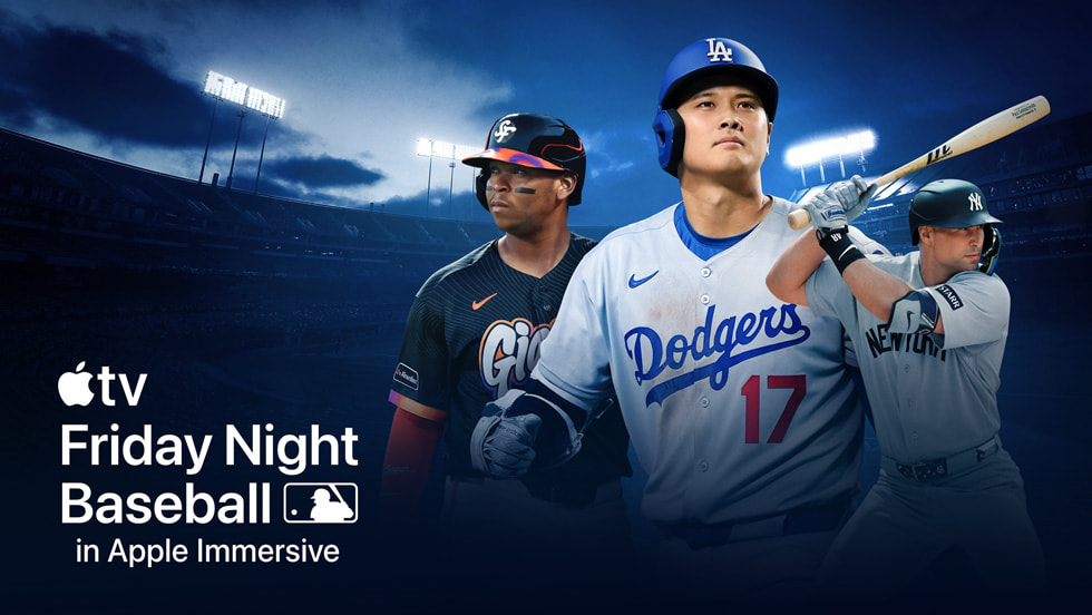 Artwork mit Shohei Ohtani von den Los Angeles Dodgers und Luis Arráez von den Philadelphia Phillies: „Apple TV Friday Night Baseball in Apple Immersive“.