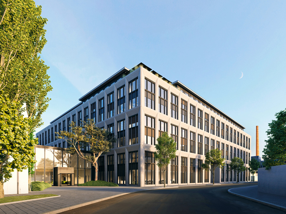 Een weergave van het nieuwe Silicon Design Center van Apple in München.