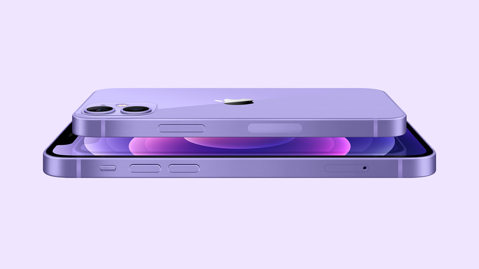 iPhone 12 og iPhone 12 mini i den nye lilla finish.