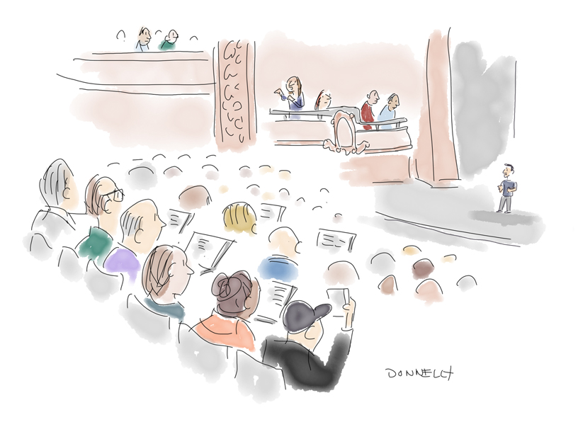 Brooklyn Academy of Music’de gerçekleşen Keynote etkinliğinin Liza Donnely tarafından iPad Pro kullanılarak yapılan illüstrasyonu