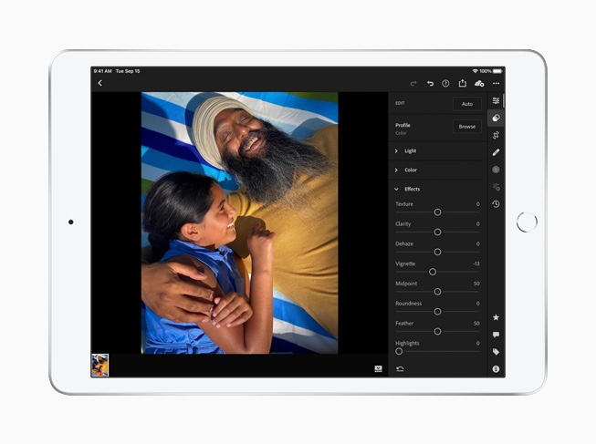 Sekizinci nesil iPad’de fotoğraf düzenleme. 