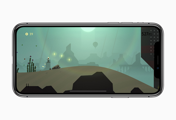 iPhone X, Alto’s Odyssey oyununun ekranını gösteriyor