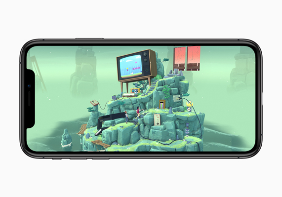 iPhone XS ekranında “The Gardens Between” oyunundan bir görüntü.