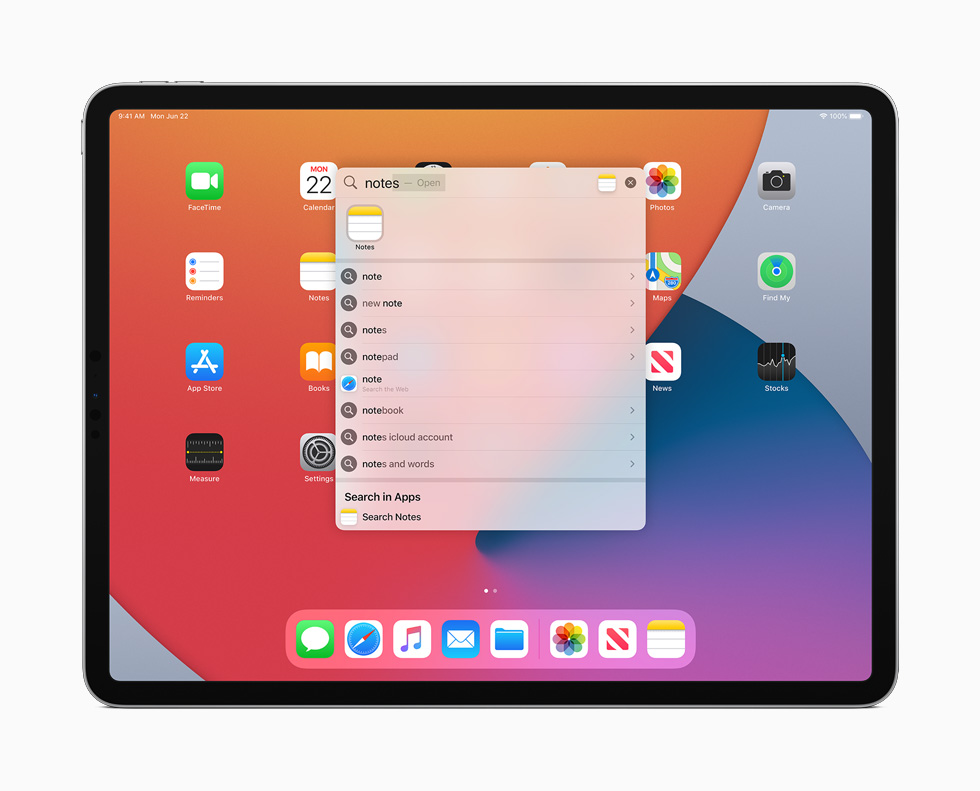 iPad Pro’da Evrensel Arama görüntüleniyor. 