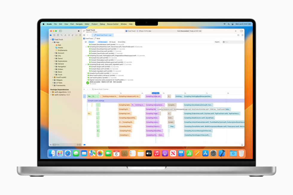 MacBook Pro’da Xcode 14 gösteriliyor.