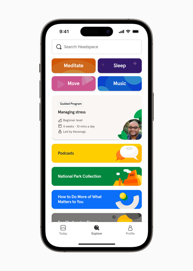 iPhone 14 Proに表示されている「Headspace」。