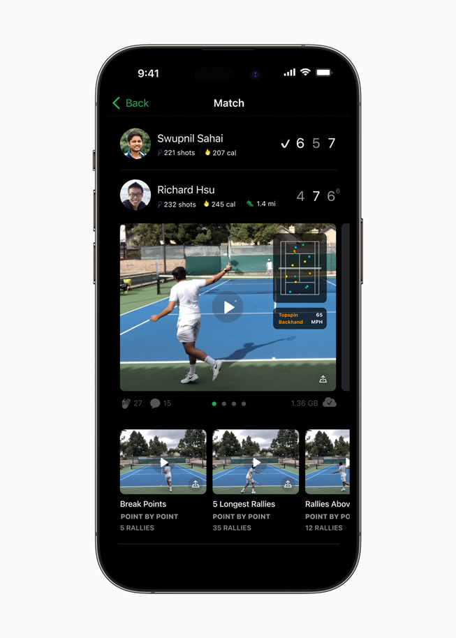 iPhone 14 Proに表示されている「SwingVision: A.I. Tennis App」。