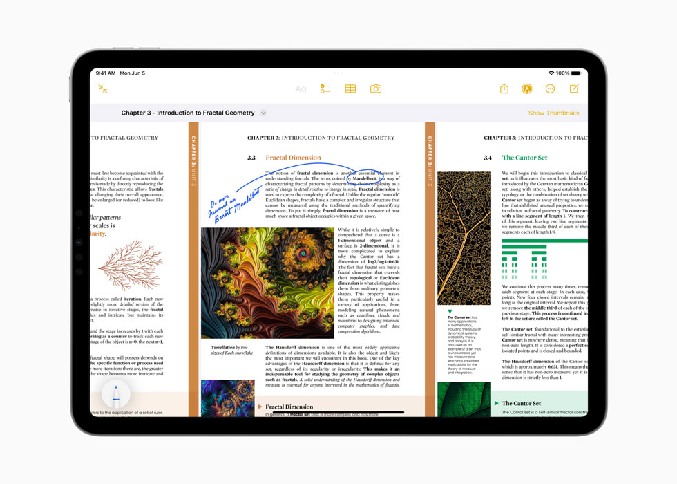 Un iPad Pro muestra notas escritas en un PDF.