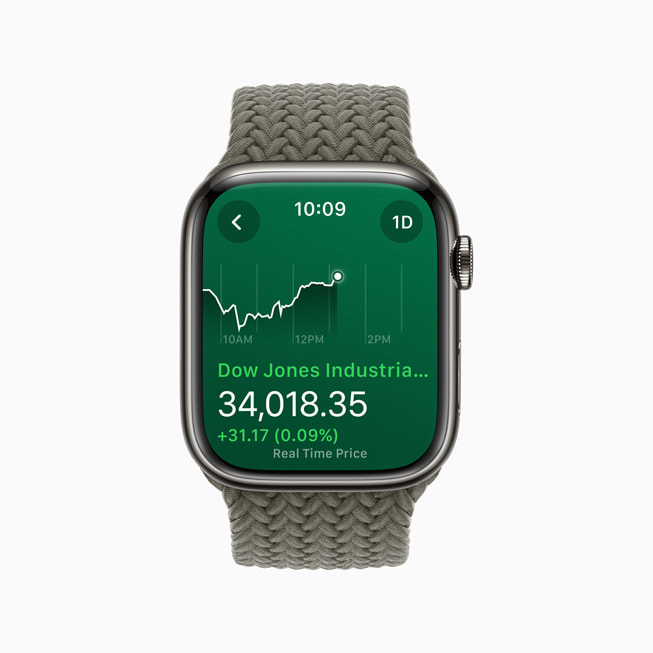 Apple Watch Series 8’de Borsa uygulaması gösteriliyor.