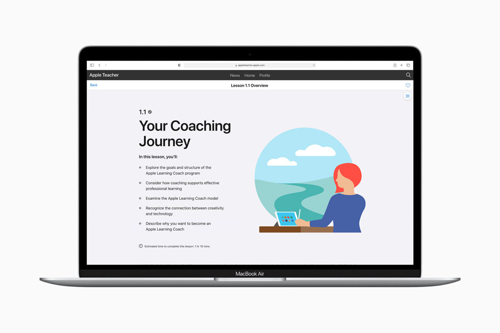 MacBook Air’de gösterilen, Apple Learning Coach’taki “Koçluk Yolculuğunuz” etkinliğinin genel görünümü.