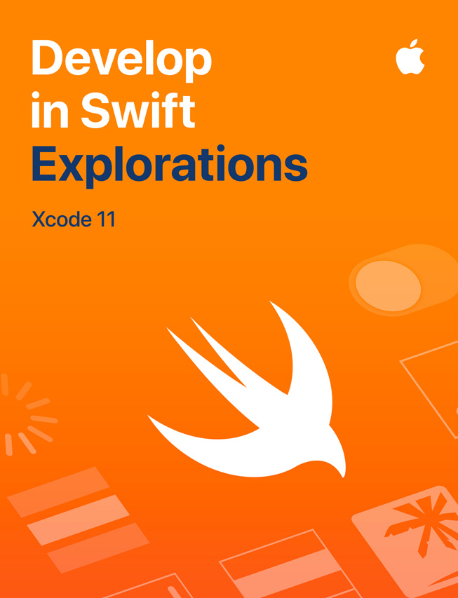 “Develop in Swift Explorations” 학생용 가이드.