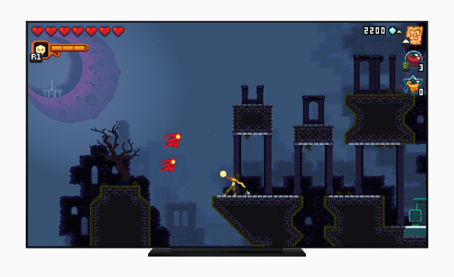 Apple TV uygulamasında “Dandara Trials of Fear” oyunundan bir görüntü. 