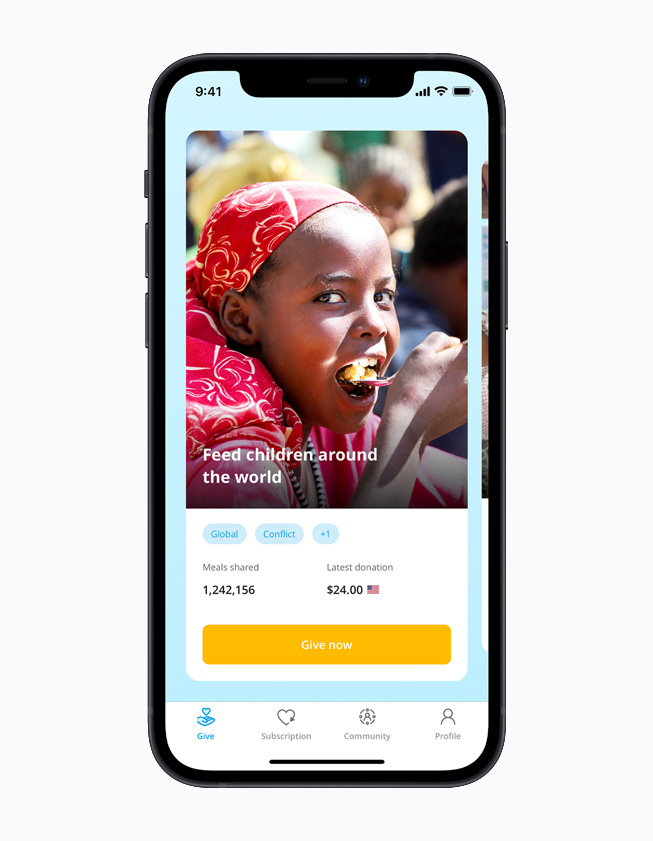 ShareTheMeal uygulaması.