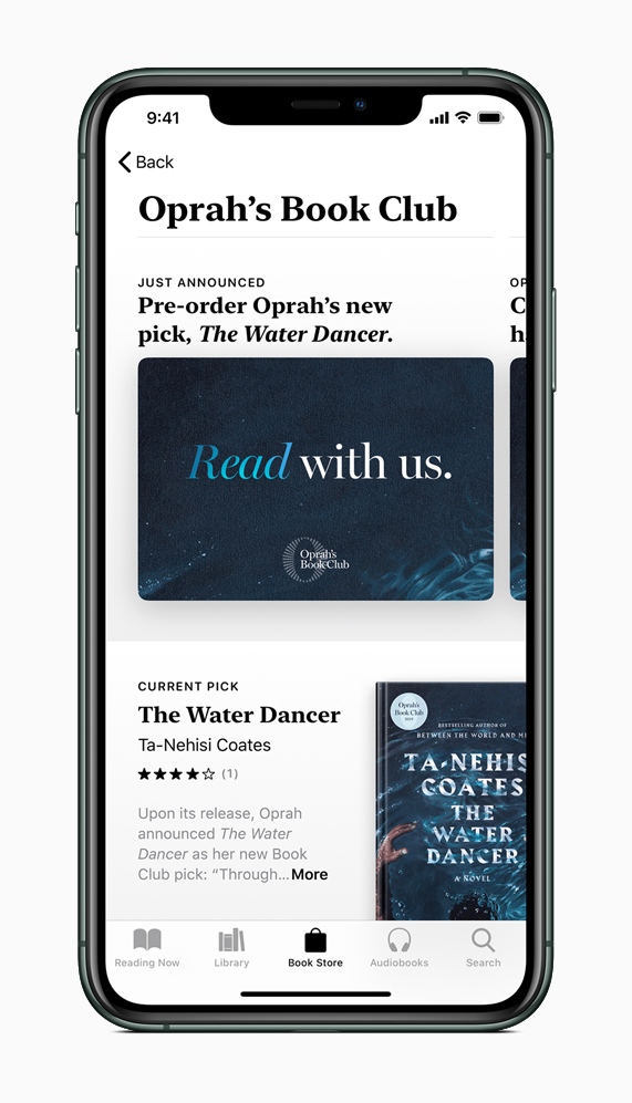 Oprah’s Book Club-skærm i Apple-appen Bøger på iPhone 11 Pro.