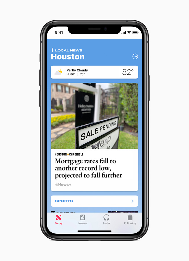 Des nouvelles locales sélectionnées pour Houston, sur iPhone 11 Pro.