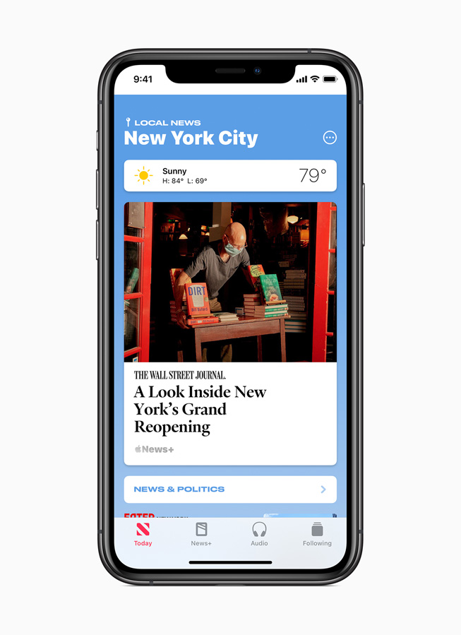 Des nouvelles locales sélectionnées pour New York, sur iPhone 11 Pro.
