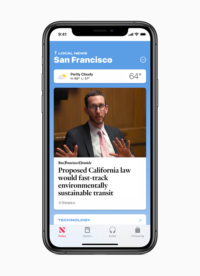 Des nouvelles locales sélectionnées pour San Francisco, sur iPhone 11 Pro.