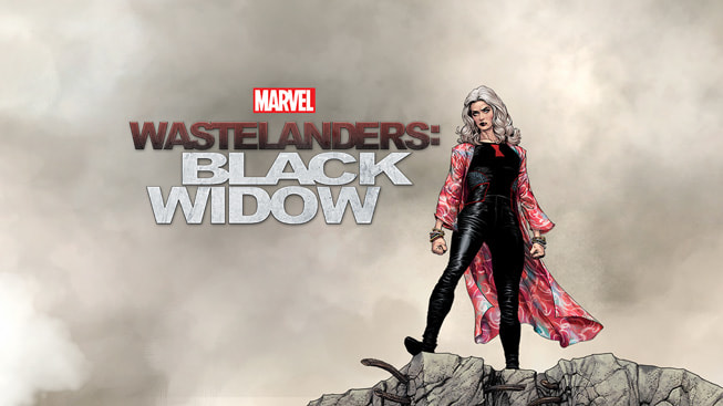 “Marvel’s Wastelanders: Black Widow” için Apple Podcasts banner’ı.