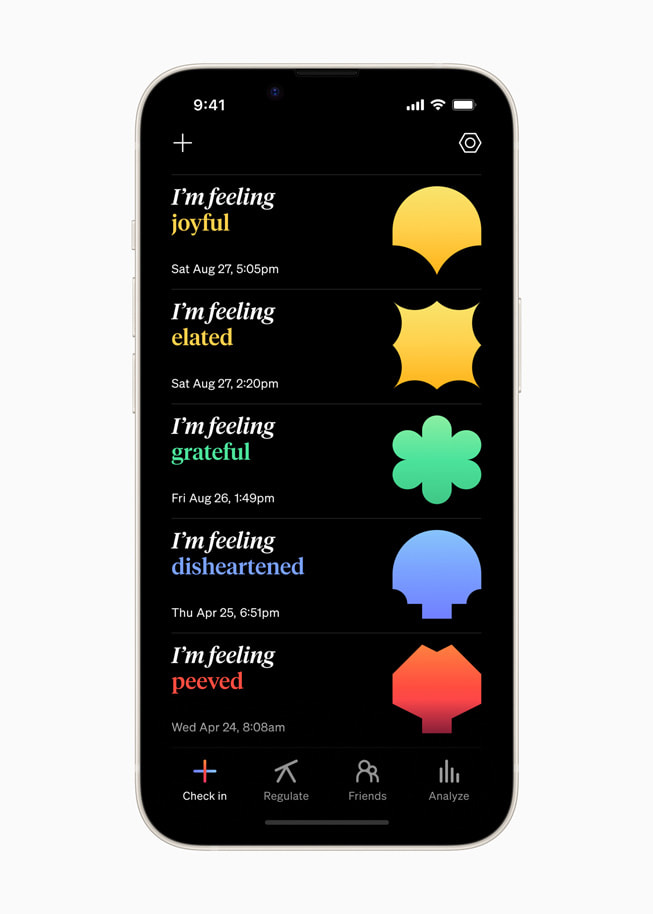 Kültürel Etki kategorisinde ödül kazanan How We Feel uygulamasından bir görsel.