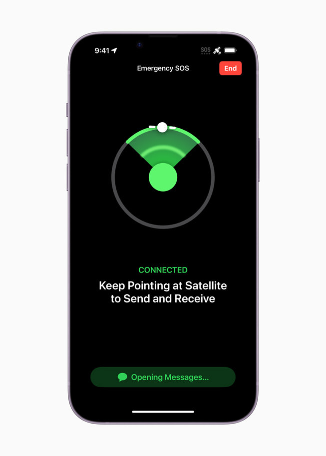SOS-noodmelding via satelliet op iPhone 14 Plus.