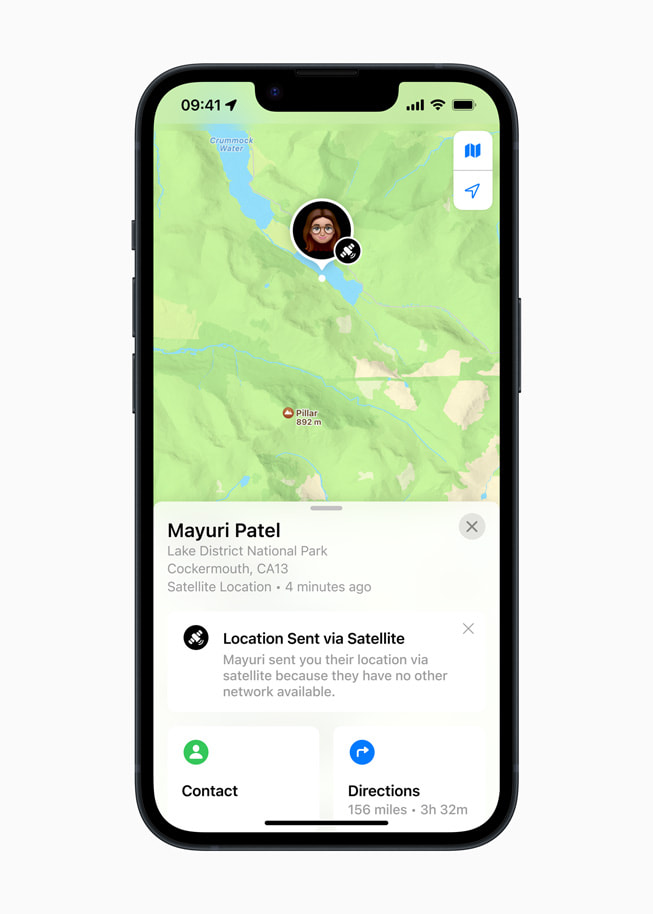 SOS-noodmelding via satelliet verstuurt de locatie vanuit de ‘Zoek mijn’-app op iPhone 14 Plus.