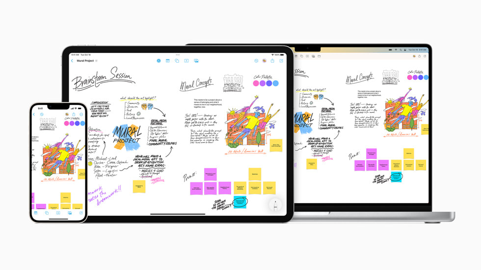 iPhone 14、iPad Pro、MacBook Pro上のフリーボード。