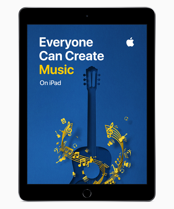 Everyone Can Create’in Müzik ekranını gösteren iPad.