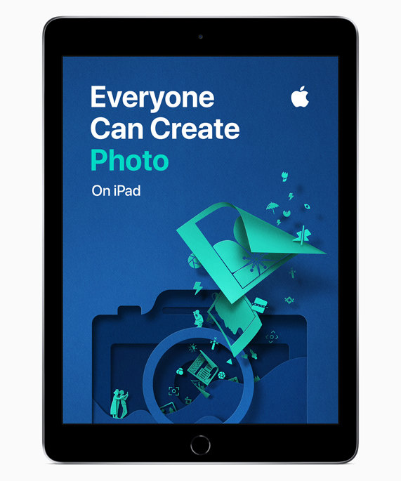 Everyone Can Create’in Fotoğraf ekranını gösteren iPad.