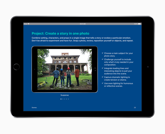 Everyone Can Create’in Proje ekranını gösteren iPad.