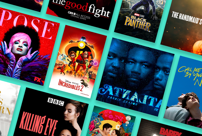 TV programları ve filmlerden oluşan kolaj.