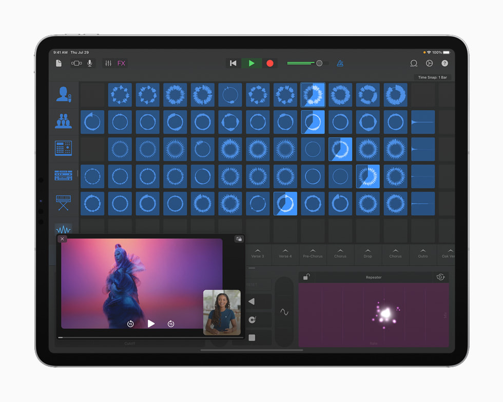 Lady Gagas Remix-Session in der GarageBand App auf einem iPad Pro.