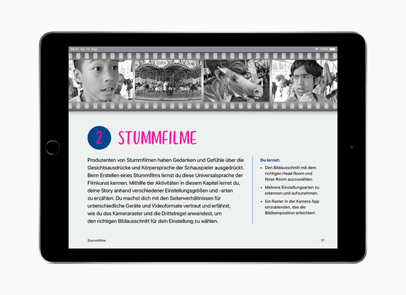 iPad med “Alle kan være kreative” på tysk.