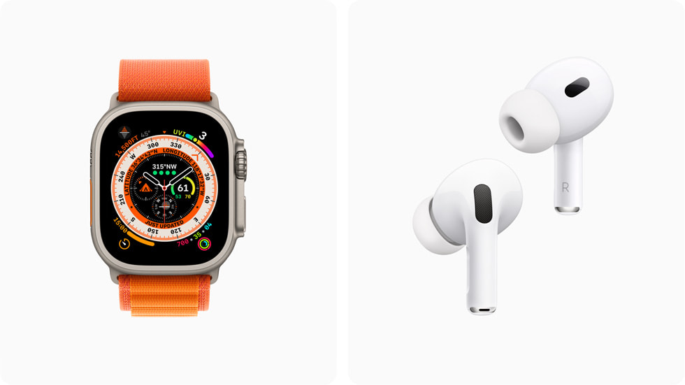 Apple Watch UltraとAirPods Pro（第2世代）。