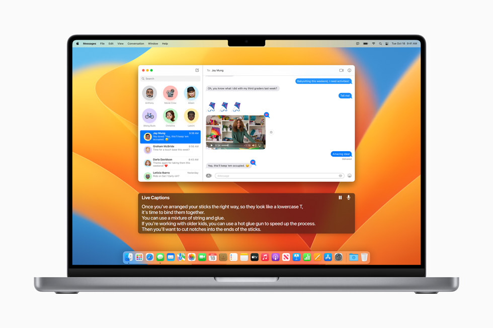 MacBook Proに表示されているライブキャプション。