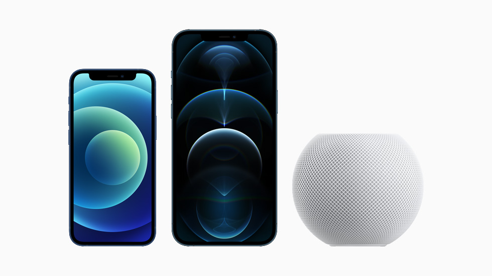 iPhone 12 mini、iPhone 12 Pro Max、HomePod mini。