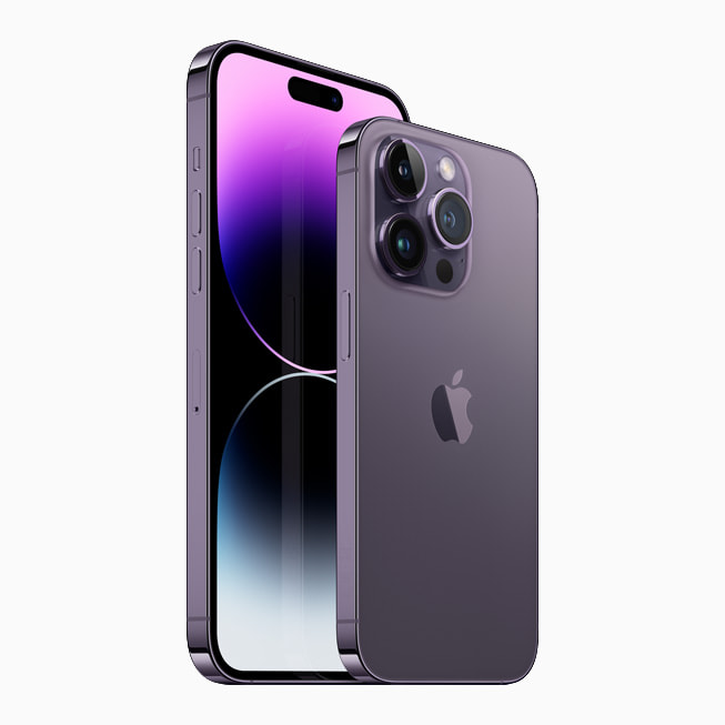 iPhone 14 Pro och iPhone 14 Pro Max i den nya finishen djuplila.