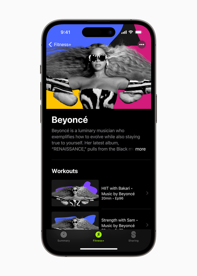 Artiste à l’honneur avec Beyoncé dans Fitness+.