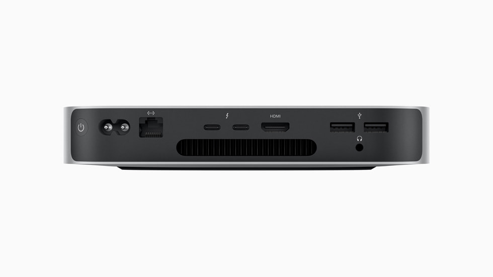 M2 çipli Mac mini’nin bağlantı noktaları.