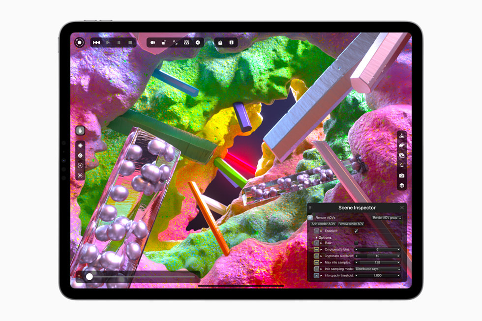 iPad Pro’da Octane X kullanılarak bir sahne düzenleniyor.