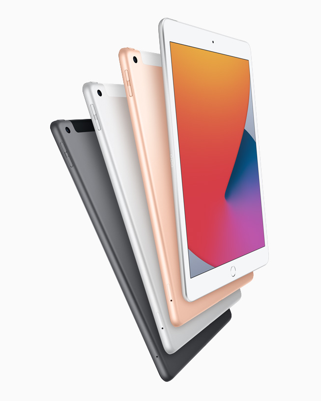 Uzay grisi, gümüş ve altın renkleriyle sekizinci nesil iPad
