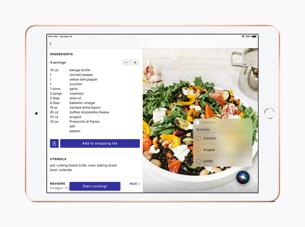 iPad’de, yeniden tasarlanmış Anımsatıcılar uygulamasında alışveriş listesi gösteriliyor.