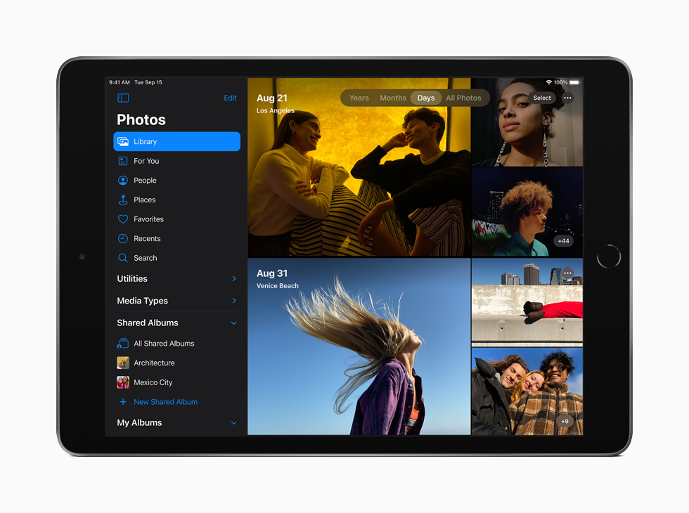 Sekizinci nesil iPad’de yeniden tasarlanmış Fotoğraflar uygulaması.
