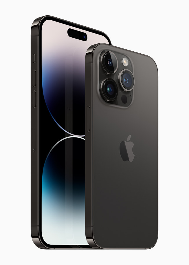 Uzay siyahı iPhone 14 Pro ve iPhone 14 Pro Max.