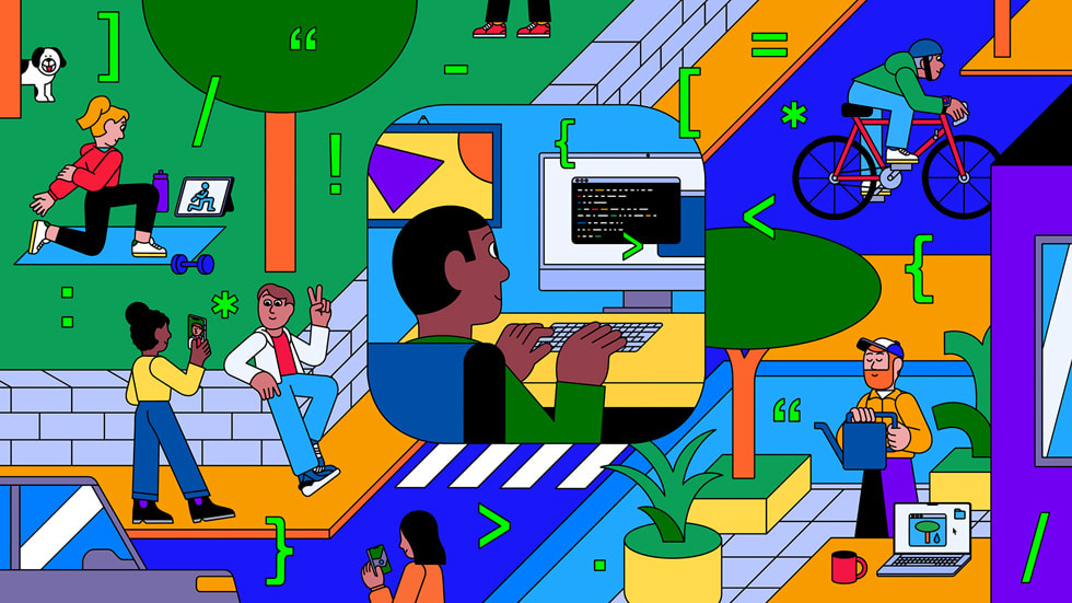 Abstract illustration of the App Store Foundations Program developer community.