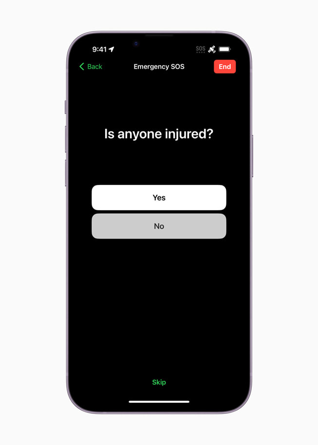 Un écran d’iPhone avec un message demandant à l’utilisateur si quelqu’un est blessé.