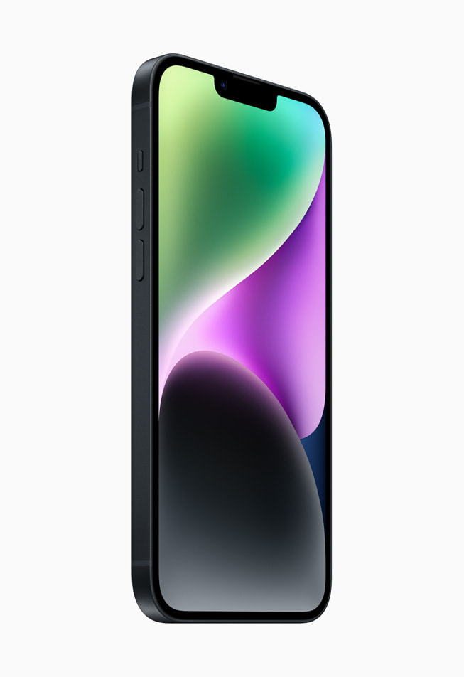 iPhone 14 Plus er vist i farven midnat.