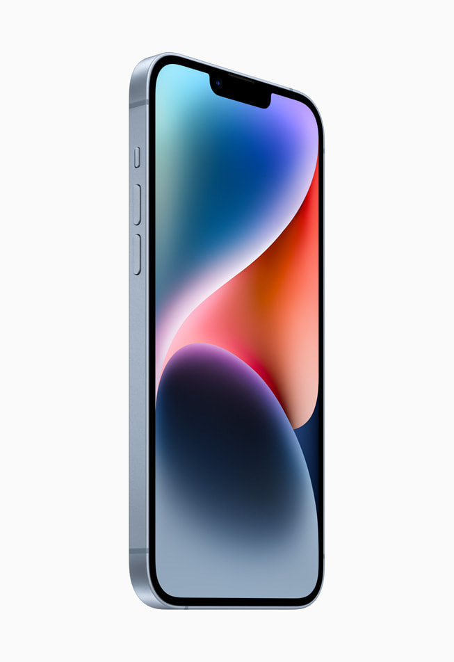 iPhone 14 Plus er vist i farven blå.