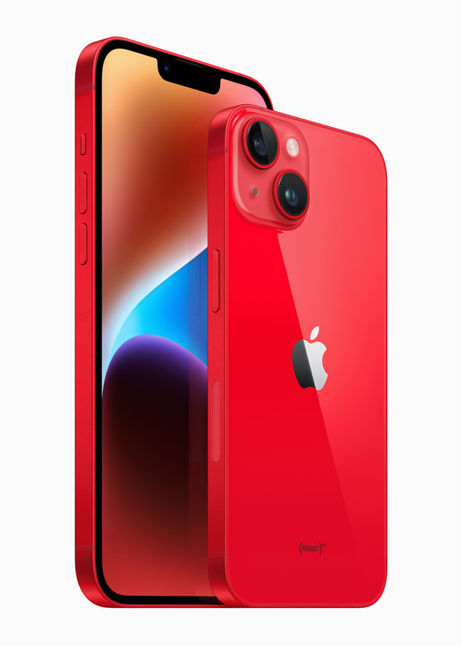 Hiển thị iPhone 14 và iPhone 14 Plus màu (PRODUCT)RED.